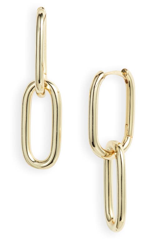 BY ADINA EDEN U-Shape Link Huggie Drop Earrings in Gold