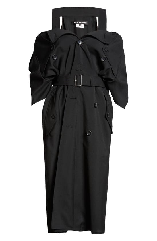 Shop Junya Watanabe Belted Cold Shoulder Wool & Mohair Dress In Black