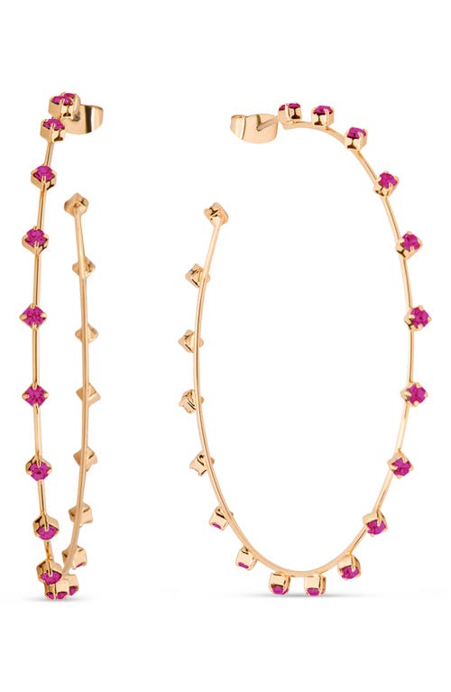 Shop Ettika Simple Spark Crystal Station Hoop Earrings In Fuchsia