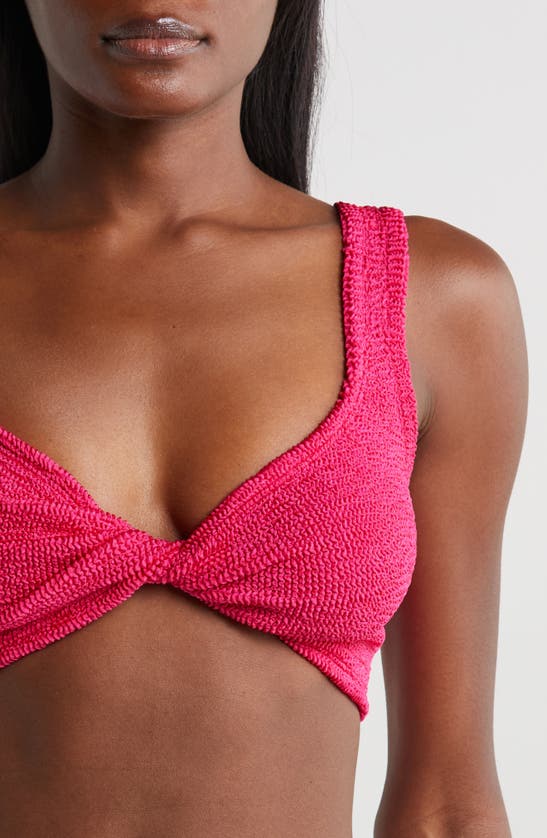 Shop Hunza G Juno Crinkle Twist Two-piece Swimsuit In Metallic Raspberry