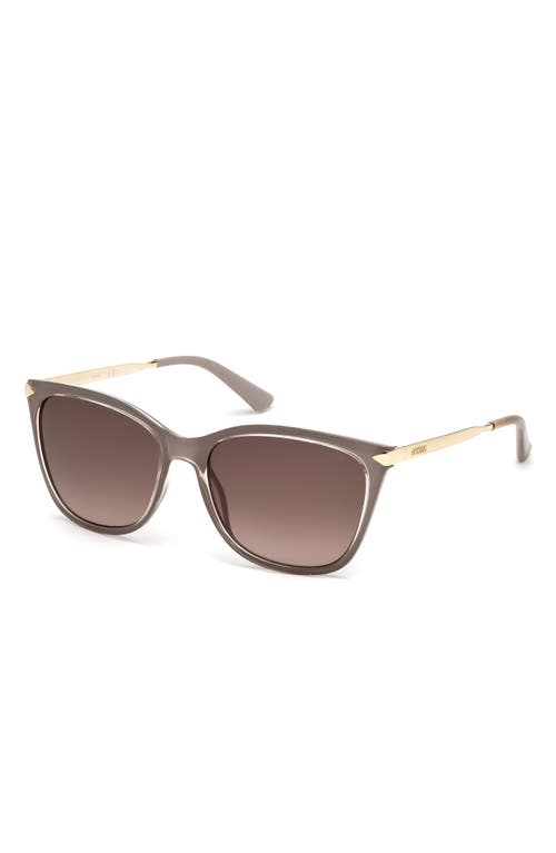 Guess 56mm Cat Eye Sunglasses In Shiny Beige/gradient Brown