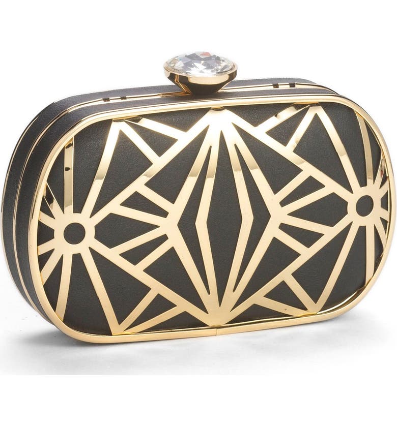 ZZDNU NATASHA COUTURE Natasha Couture 'Deco' Clutch, Main, color, Black