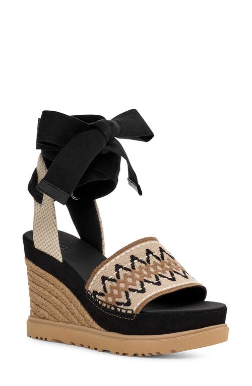 UGG(r) Abbot Ankle Wrap Wedge Sandal in Black