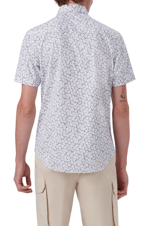 Shop Bugatchi Miles Ooohcotton® Floral Short Sleeve Button-up Shirt In Navy