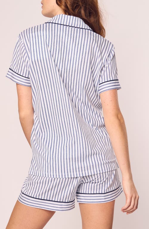 Petite Plume Ticking Stripe Cotton Short Pajamas In Navy