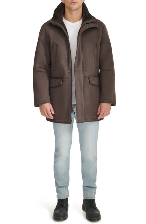 Shop Dockers ® Faux Shearling Walking Coat In Dark Brown