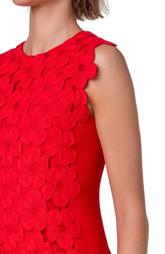 Shop Akris Anemones Lace & Silk Crepe Sheath Dress In Poppy