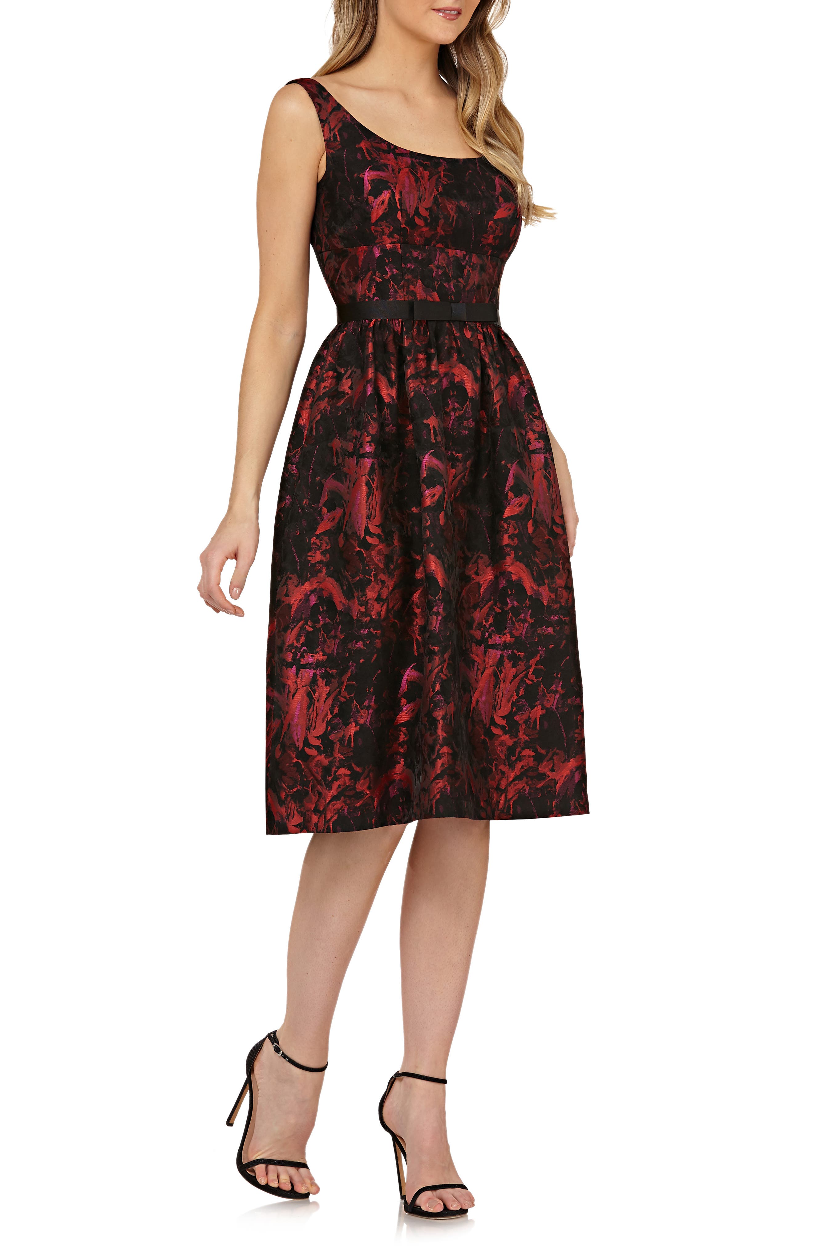Kay Unger Sleeveless Bow Waist Fit & Flare Dress, Black