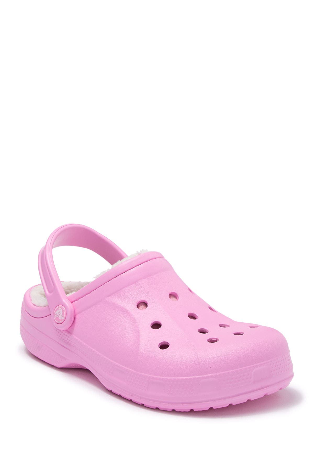 pink crocs with fur inside
