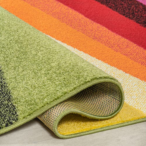 Jonathan Y Prism Geometric Striped Area Rug In Orange/green/blue