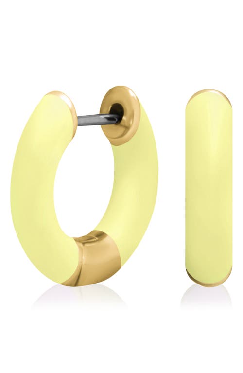 Central Park Tubular Enamel Hoop Earrings In Matte Yellow