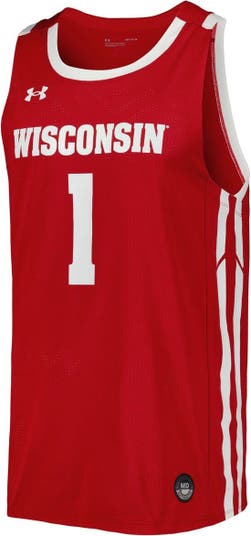 Men's Under Armour #1 White Wisconsin Badgers Alternate Replica Basketball  Jersey