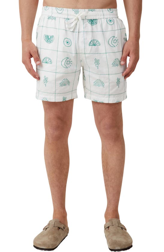 Shop Cotton On Easy Cotton Blend Drawstring Shorts In Green Grid