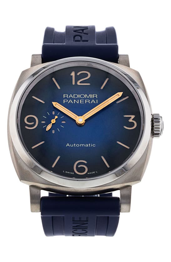 Shop Watchfinder & Co. Panerai  Radiomir Automatic Rubber Strap Watch, 45mm In Blue