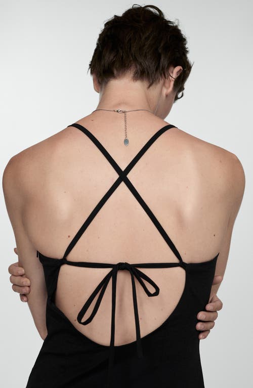 Mango Strappy Back Pleated Minidress In Black