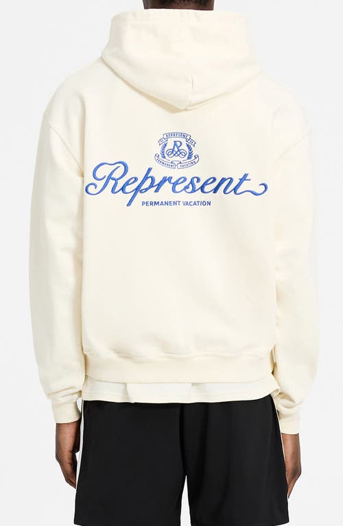 Shop Represent Permanent Vacation Oversize Zip Hoodie In Antique White