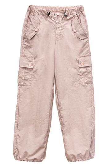 Tractr Kids' Parachute Cargo Pants In Pink