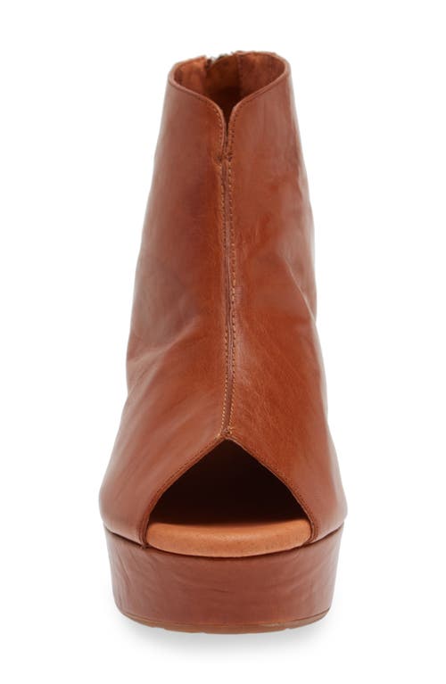 Chocolat Blu Gion Peep Toe Platform Bootie In Brown Leather