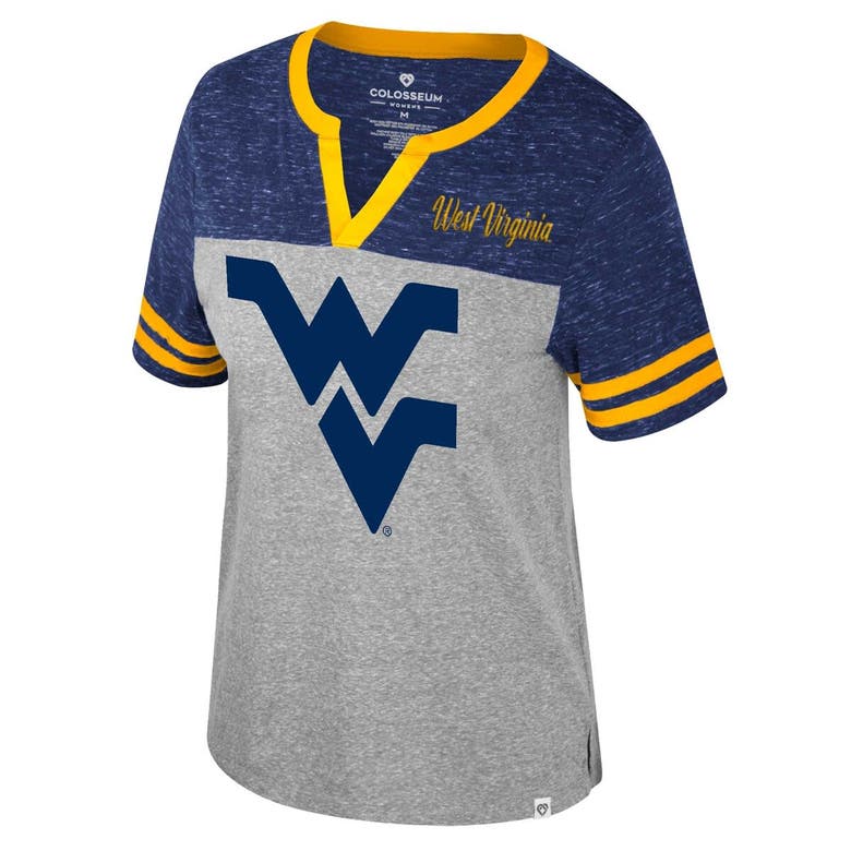 Shop Colosseum Heather Gray West Virginia Mountaineers Kate Colorblock Notch Neck T-shirt