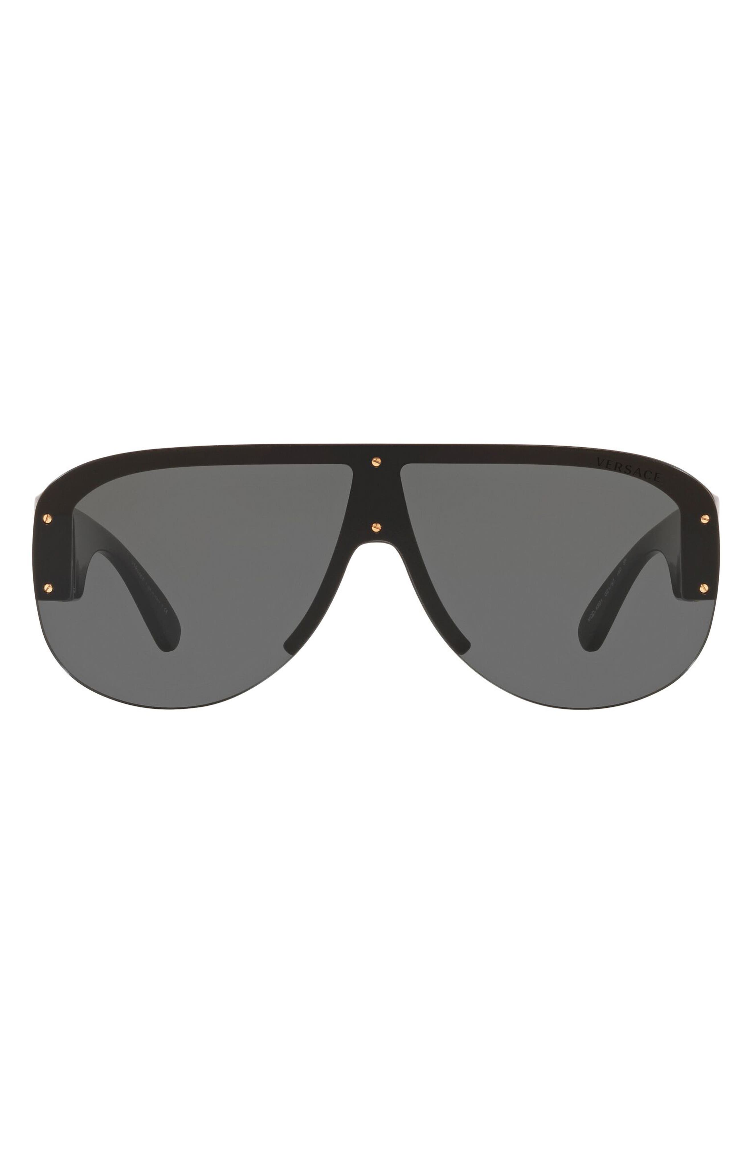 Versace 148mm Shield Sunglasses in Black at Nordstrom