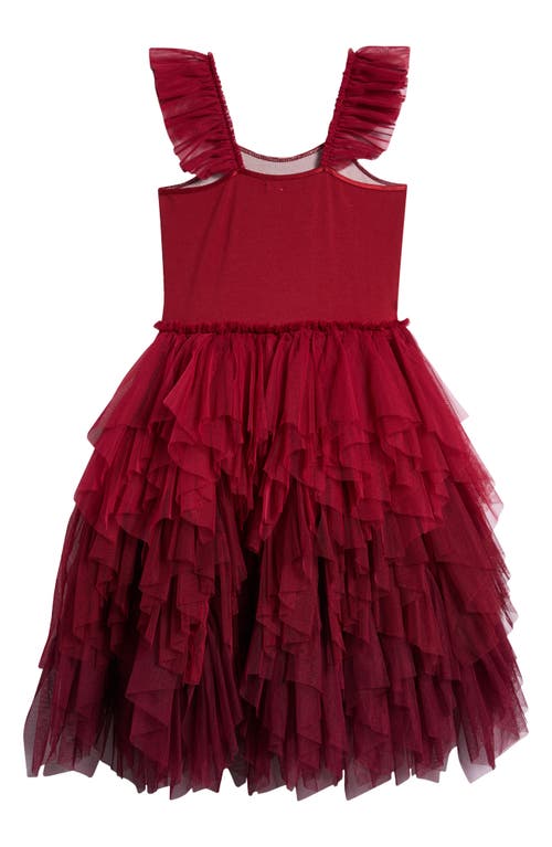 Shop Ava & Yelly Kids' Sequin Tiered Ombré Tulle Party Dress In Burgundy Red