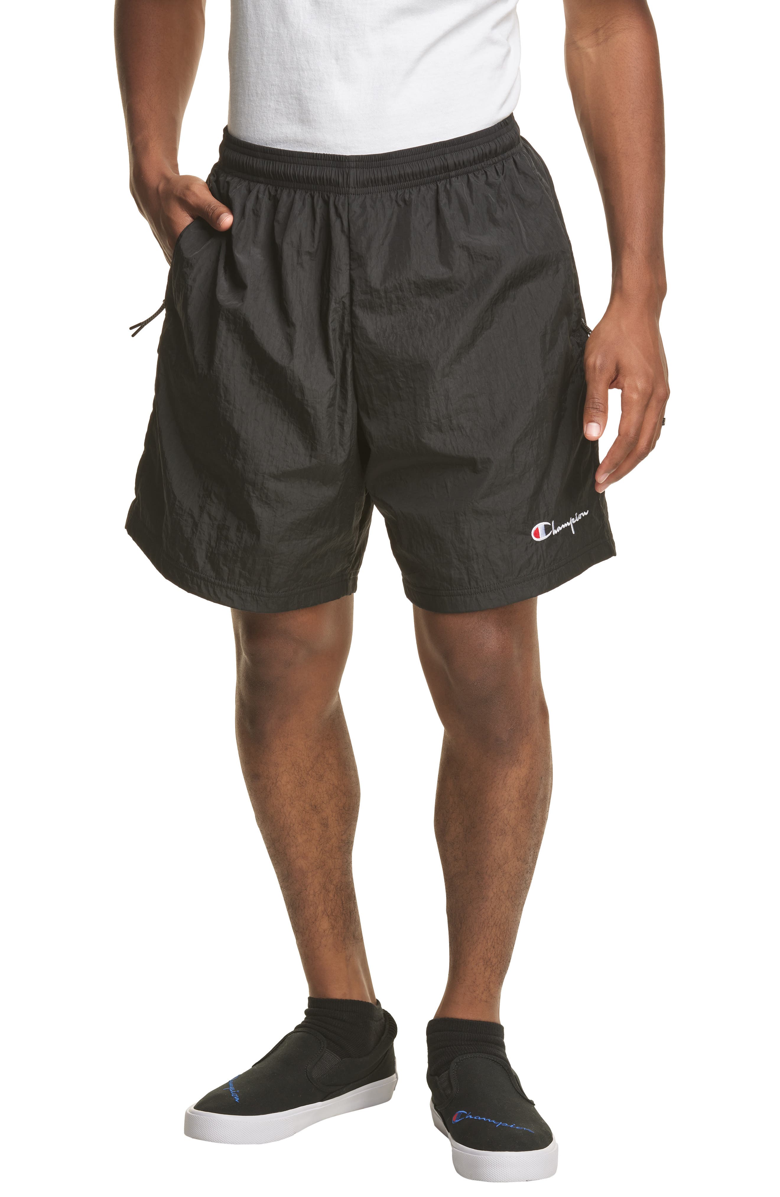 black champion nylon shorts