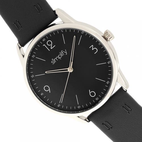 Simplify The 6300 Leather-band Watch In Black