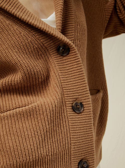 Shop Lilysilk Wool Knit Shawl Collar Cardigan In Toffee