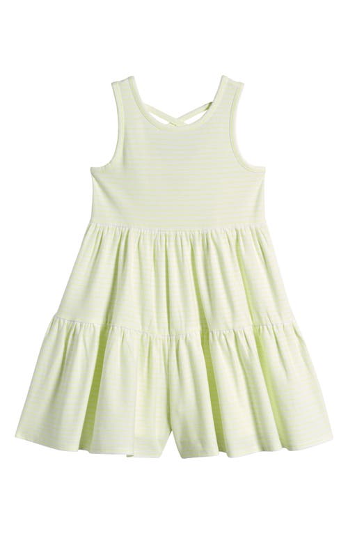 Tucker + Tate Kids' Stripe Tiered Romper In Yellow Neon- White Stripe