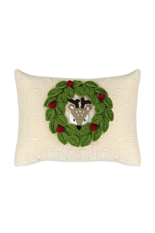 Melange Collection Peekaboo Deer Mini Pillow In Ivory