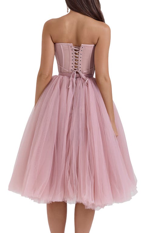 Shop House Of Cb Darling Corset Fit & Flare Dress In Adobe Rose