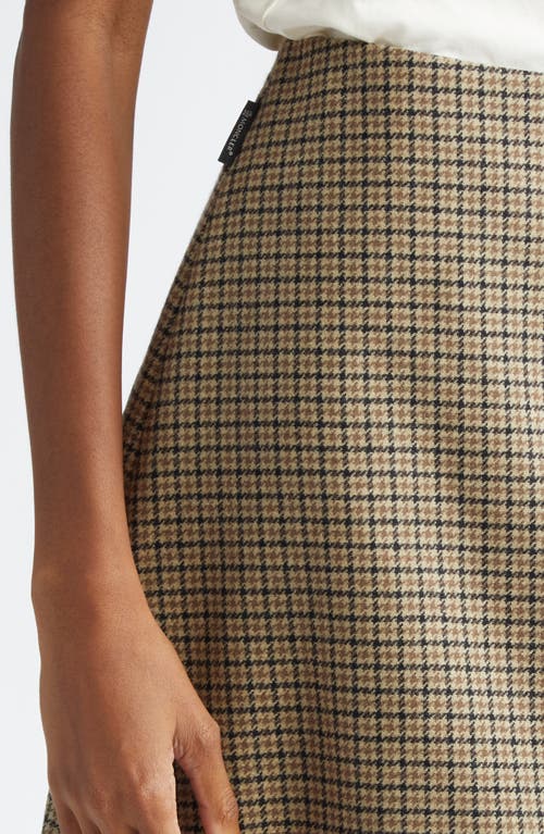 Shop Moncler Houndstooth Plaid Wool Blend Miniskirt In Brown/white