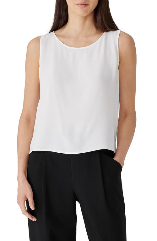 Eileen Fisher Ballet Neck Sleeveless Silk Top in Ivory at Nordstrom, Size X-Large
