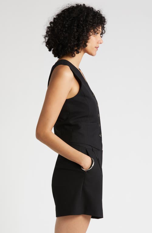 Nordstrom Textured Button-up Vest In Black