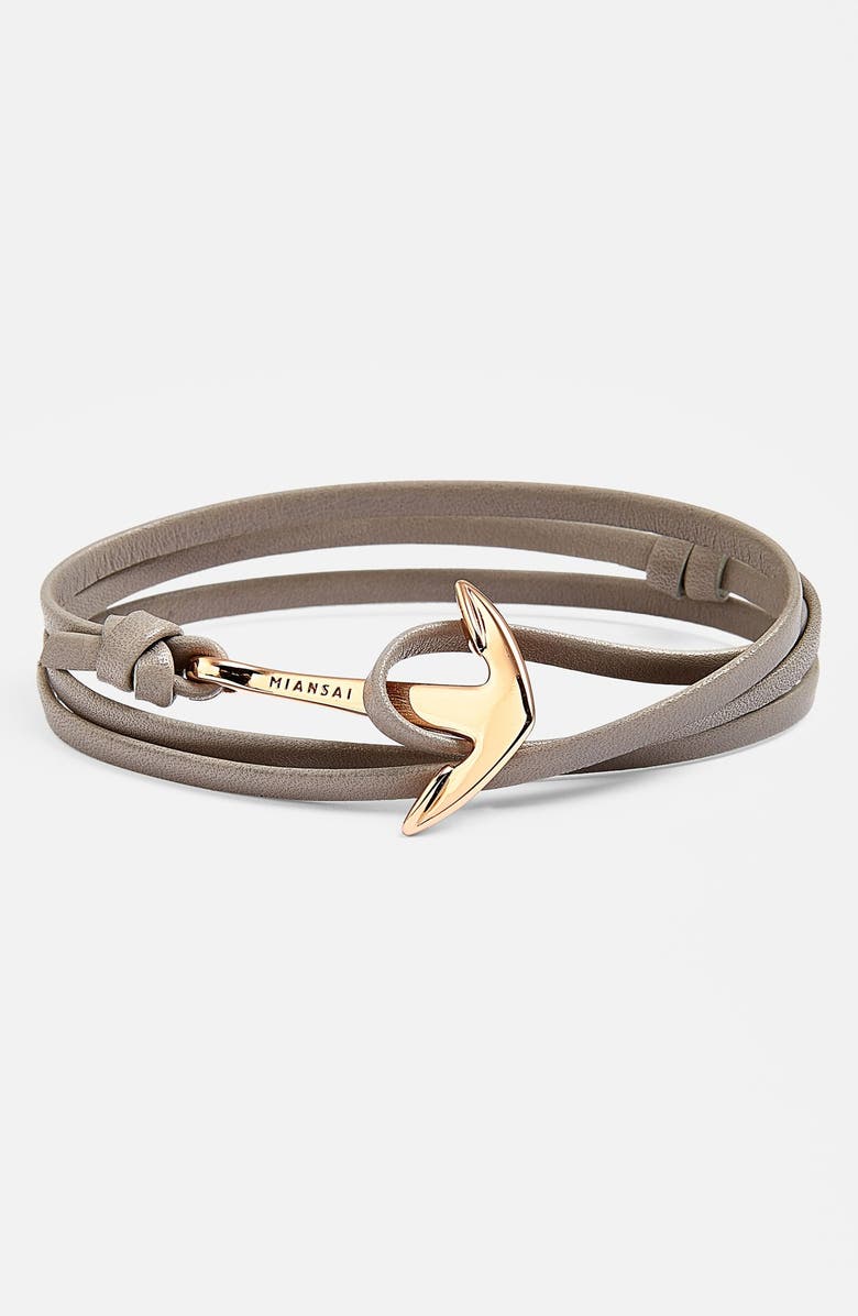 Miansai Rose Gold Anchor & Leather Wrap Bracelet | Nordstrom