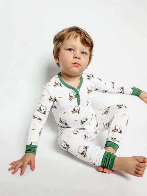 Shop Charlie Lou Baby ® Tee-time Golf Pajama Set In White & Green