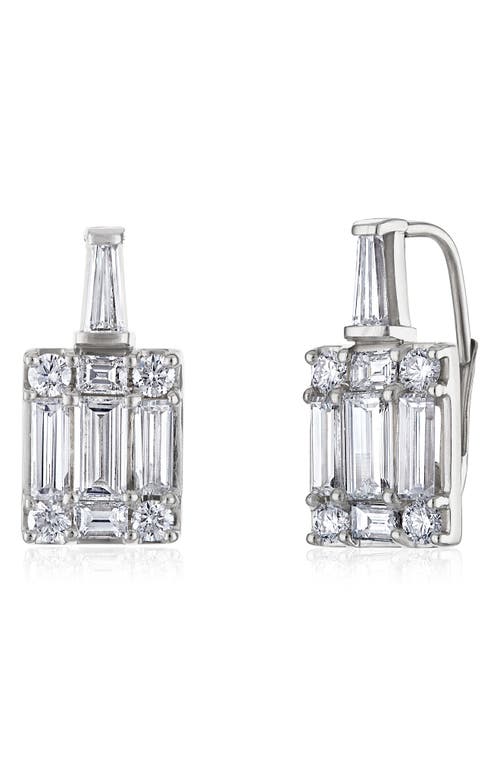 Mega Tapered Diamond Drop Earrings in White Gold/Diamond