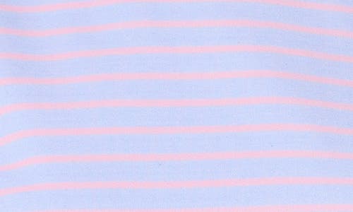 Shop English Factory Puff Sleeve Breton Stripe Cotton Top In Lavender/pink