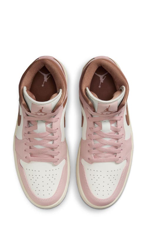 Shop Jordan Air  1 Mid Sneaker In Pink Oxford/brown/sail