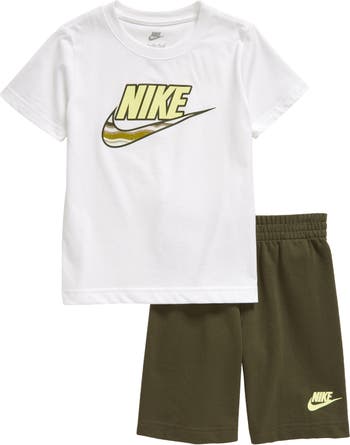 Nike - Boys Green Cotton Swoosh Shorts Set