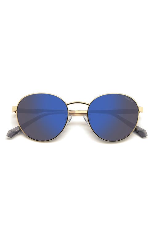 Polaroid 52mm Polarized Round Sunglasses in Gold/Blue Mirror Polar at Nordstrom