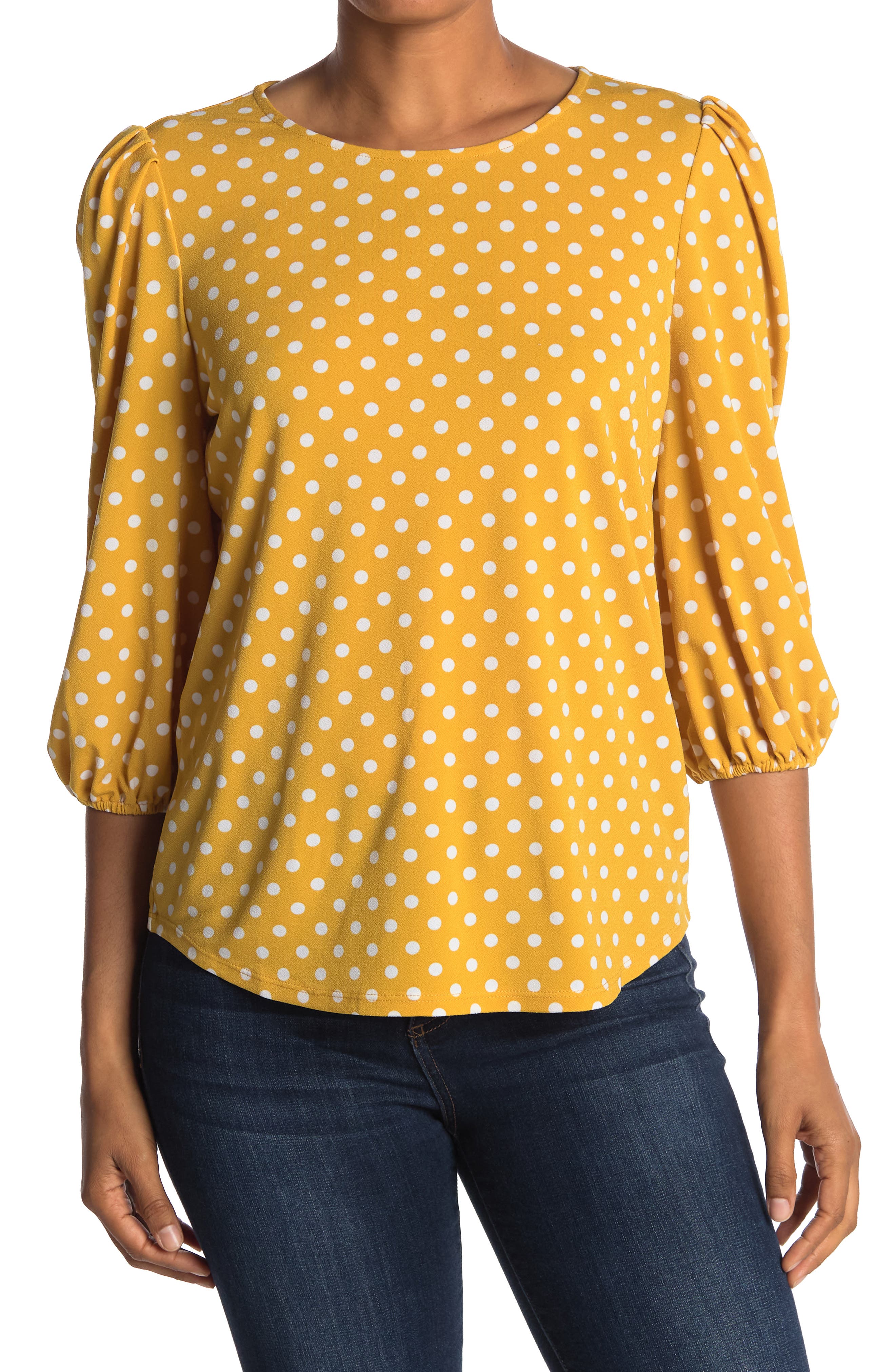 Adrianna Papell Printed Blouse In Open Yellow43