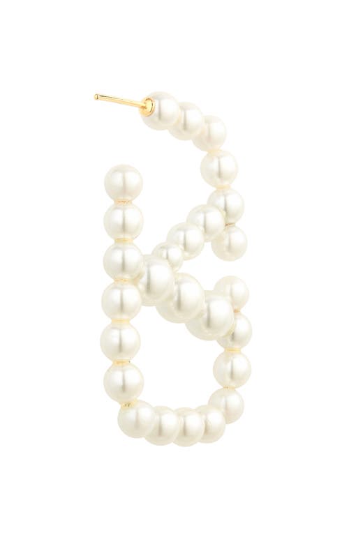 Shop Valentino Garavani Vlogo Imitation Pearl Drop Earrings In 0o3 Oro 18/cream