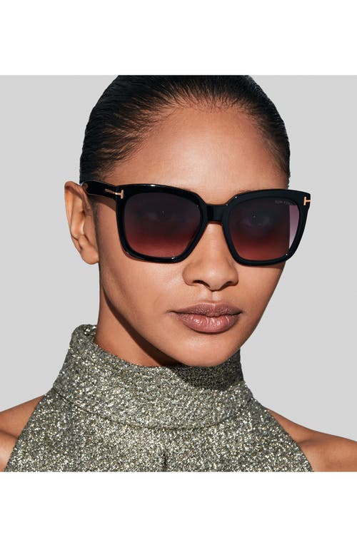 Shop Tom Ford Amarra 55mm Gradient Square Sunglasses In Black/gradient Burgundy