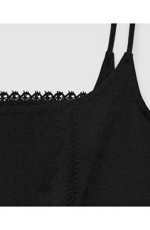 Mango Straps Dress With Lace Detail Black In Black