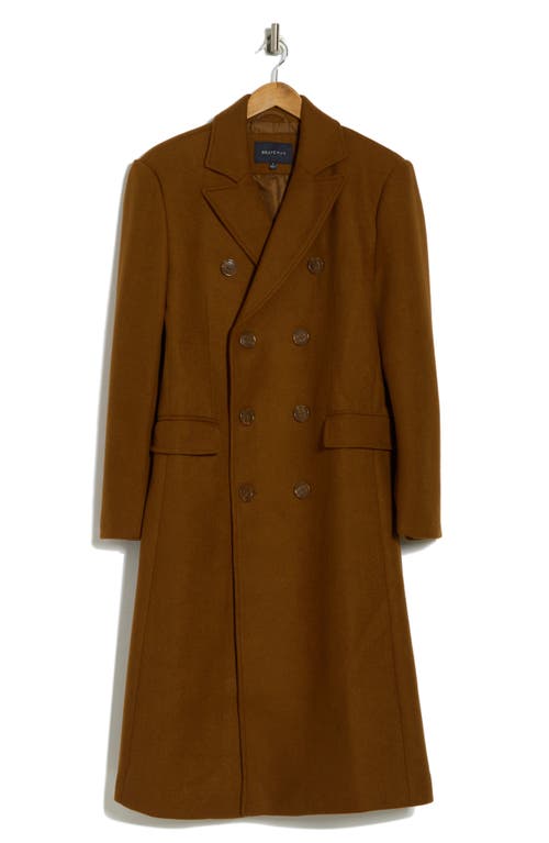 Braveman Double Breasted Coat In Caramel
