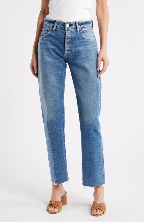 Shop Moussy Westchase High Waist Ankle Straight Leg Jeans In Blue