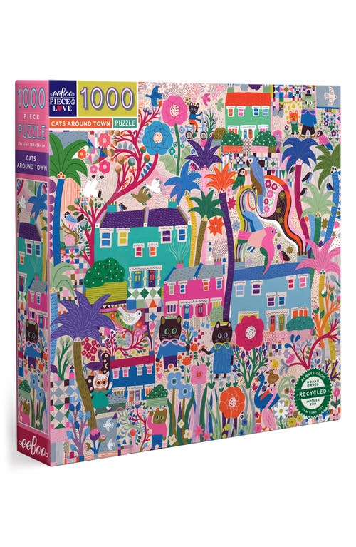 eeBoo Cats Around Town 1000-Piece Puzzle in Pink