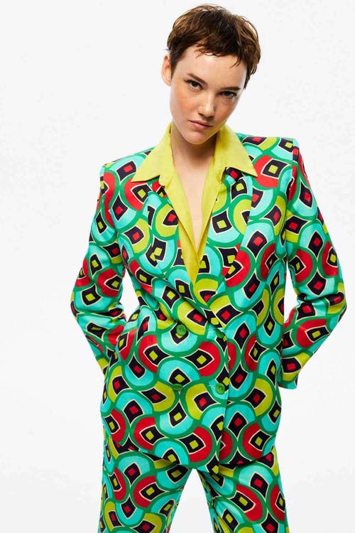 Nocturne Double-Breasted Print Jacket in Multi-Colored at Nordstrom