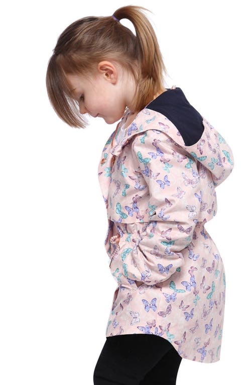 Rokka&rolla Kids' Lightweight Rain Jacket Trench Coat In Butterfly Pink